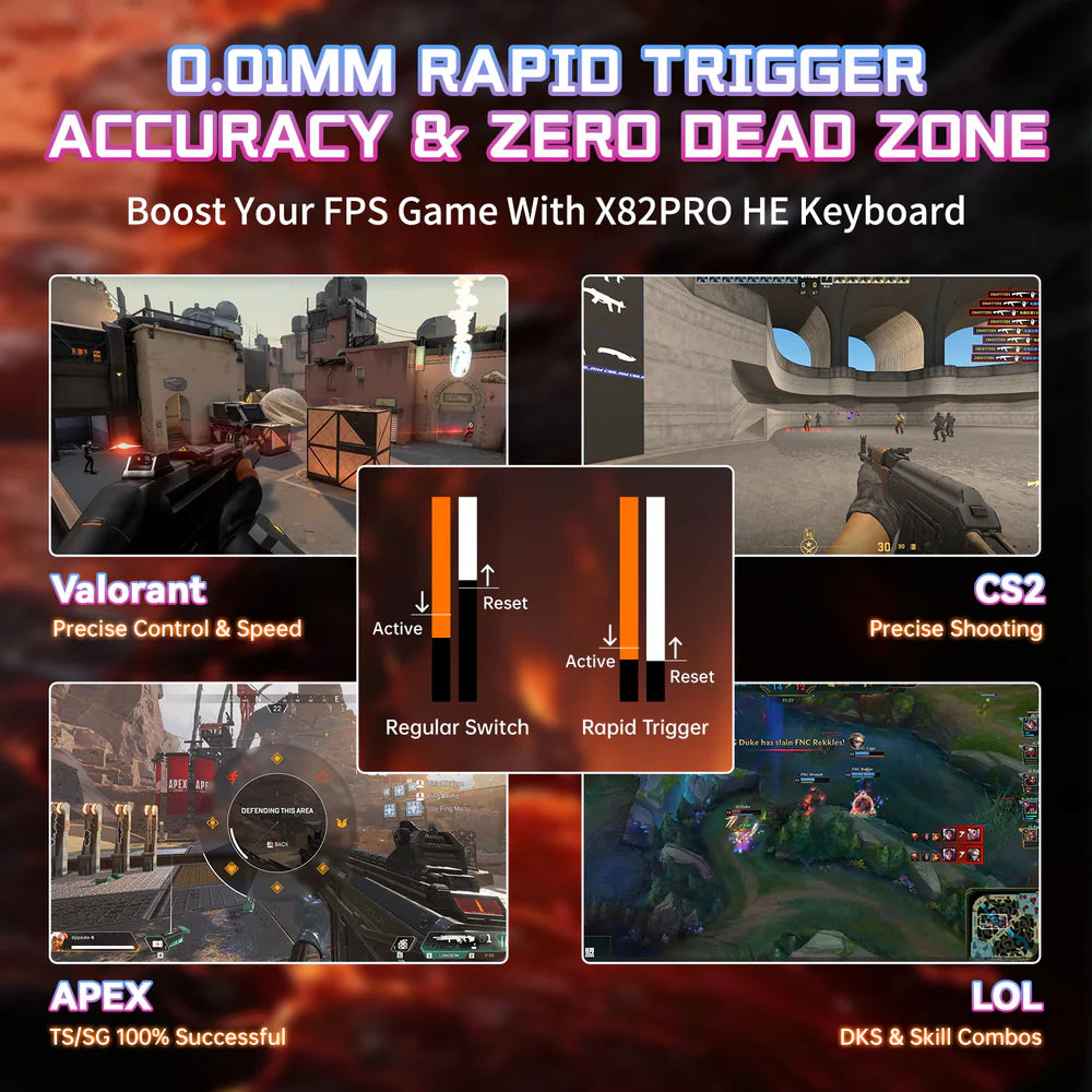 ATTACK SHARK X82PRO HE Wireless Rapid Trigger Gaming Keyboard Magnetic Switch