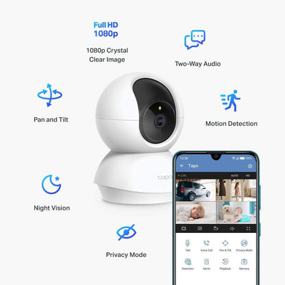 TP-Link Tapo Smart Cam Pan Tilt Home WiFi Camera | Wireless Indoor Security Camera 1080p (Full HD) | Up to 30 ft Night Vision