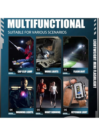 Mini Keychain Light Portable Outdoor Flashlight Magnetic Anti-Lost Quick Charge Work Light YSD01 - Black