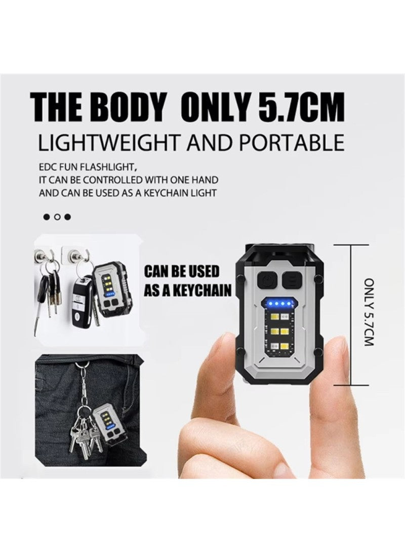 Mini Keychain Light Portable Outdoor Flashlight Magnetic Anti-Lost Quick Charge Work Light YSD01 - Black