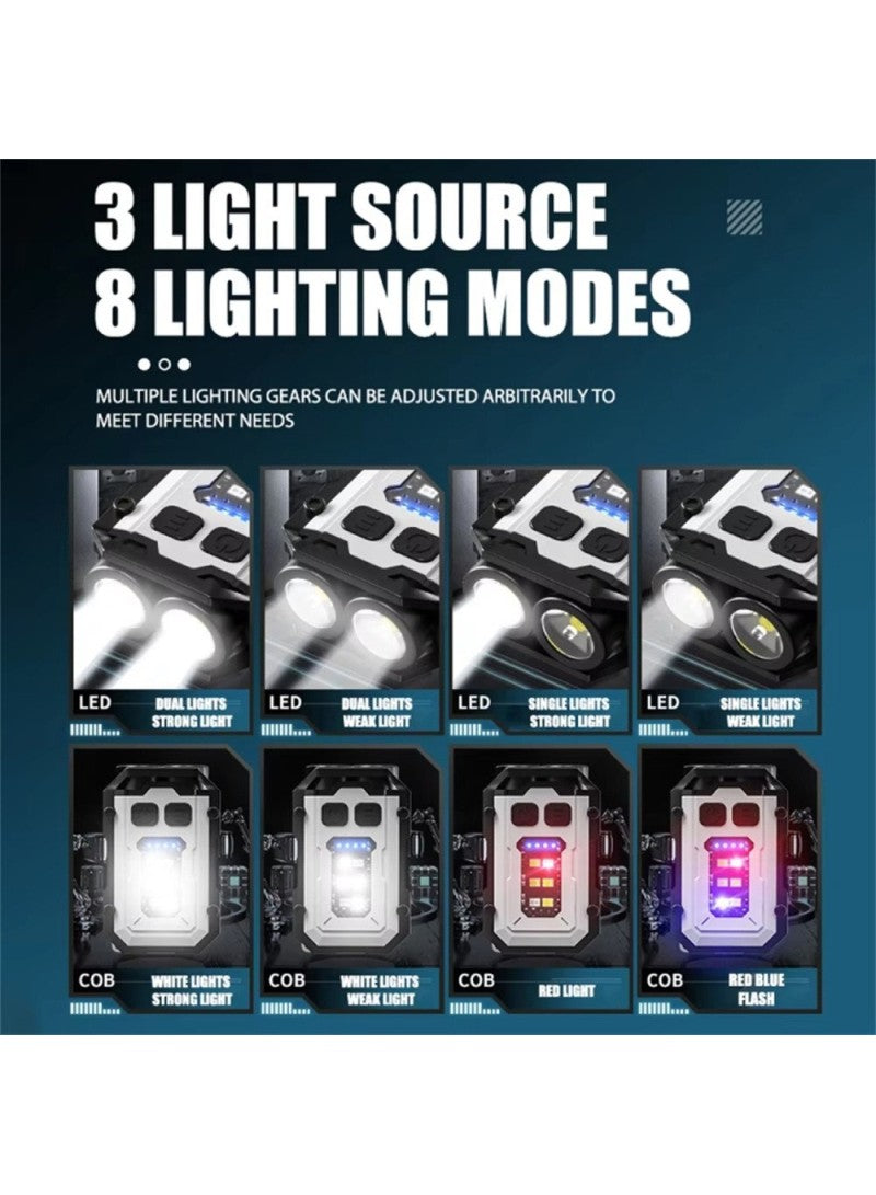 Mini Keychain Light Portable Outdoor Flashlight Magnetic Anti-Lost Quick Charge Work Light YSD01 - Black