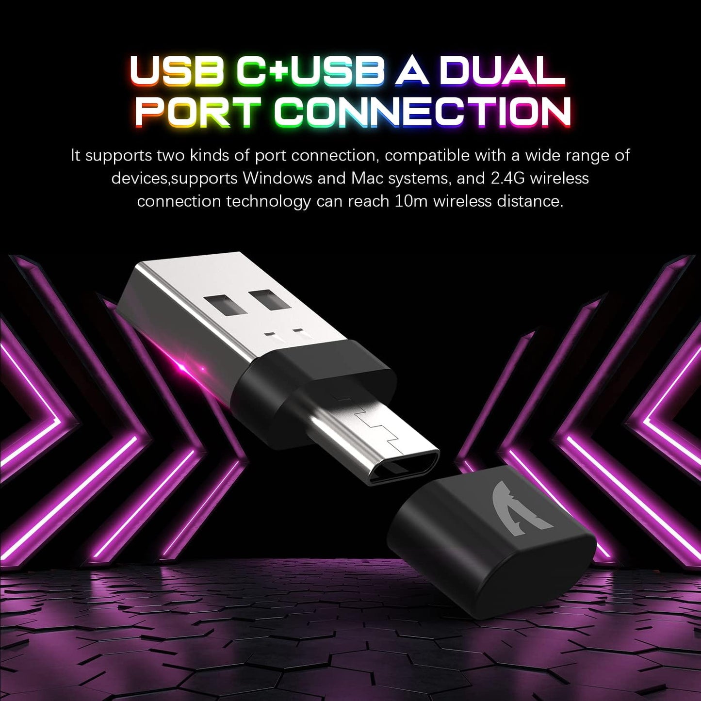 Attack Shark T3 104-Key Tri-Mode RGB Wireless Keyboard & Mouse Combo – 2.4G, Type-C/USB, Rechargeable 4200mAh, RGB Backlit, 4800 DPI Mouse – Black, Compatible with PC/Mac/Console