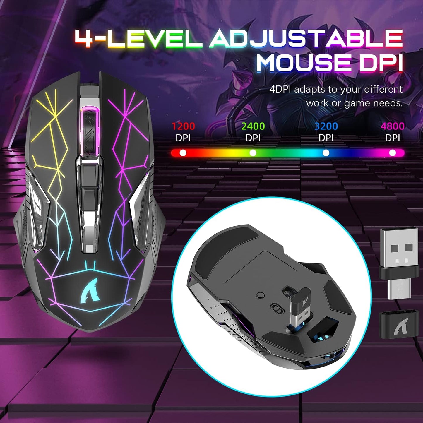 Attack Shark T3 104-Key Tri-Mode RGB Wireless Keyboard & Mouse Combo – 2.4G, Type-C/USB, Rechargeable 4200mAh, RGB Backlit, 4800 DPI Mouse – Black, Compatible with PC/Mac/Console