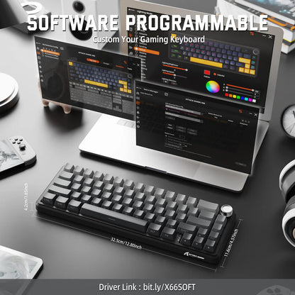 ATTACK SHARK X66 Wireless Mechanical Keyboard with Side Printed PBT Keycaps