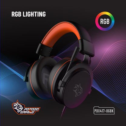 Porodo Gaming PC RGB ENC Gaming Headphones - Black